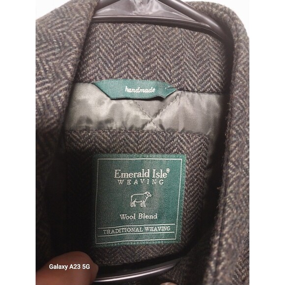 Emerald Isle Weaving Mens Size 48 James Wool Tweed Bodywarmer Vest Green - Picture 4 of 6
